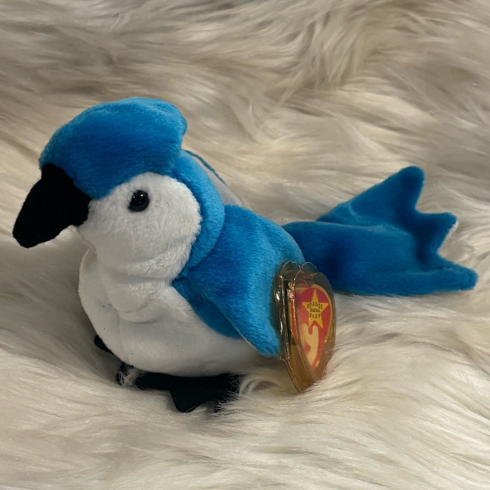 RARE & RETIRED ROCKET THE BLUE JAY Beanie Baby with TAG ERRORS